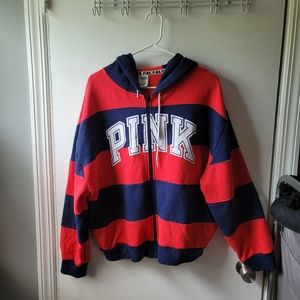 Striped PINK zip up hoodie